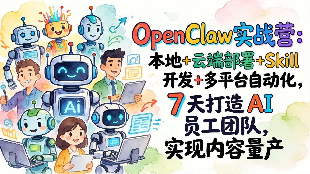 OpenClaw实战营：本地+云端部署+Skill开发+多平台自动化，7 天打造 AI 员工团队，实现内容量产-阿牛笔记