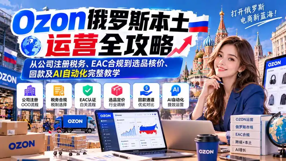 Ozon俄罗斯本土运营全攻略：从公司注册税务、EAC合规到选品核价、回款及AI自动化完整教学-阿牛笔记
