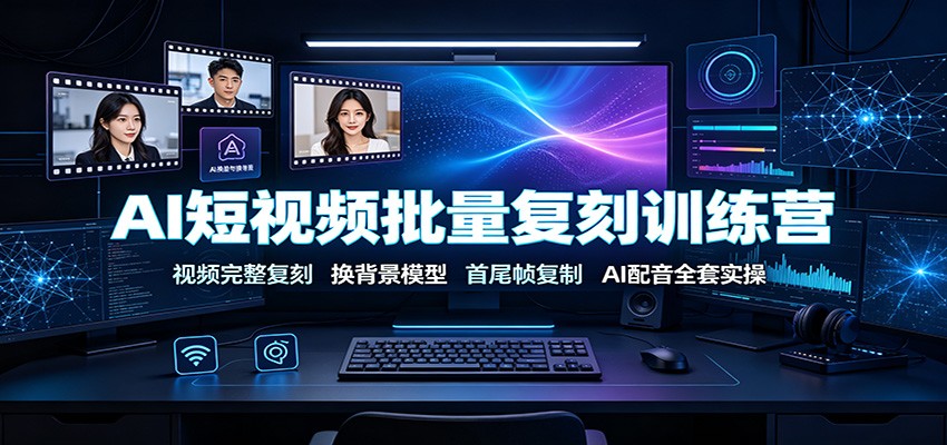 AI短视频批量复刻训练营：视频完整复刻，换背景模型、首尾帧复制、AI配音全套实操-阿牛笔记