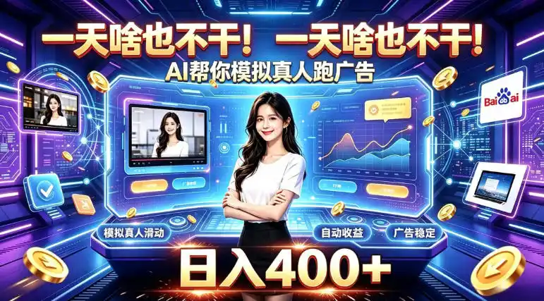 一天啥也不干!AI帮你模拟真人跑广告,稳定日入400+,实现真正被动变现【揭秘】-阿牛笔记