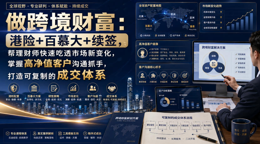 做跨境财富：港险+百慕大+续签，帮理财师快速吃透市场新变化，掌握高净值客户沟通抓手，打造可复制的成交体系-阿牛笔记