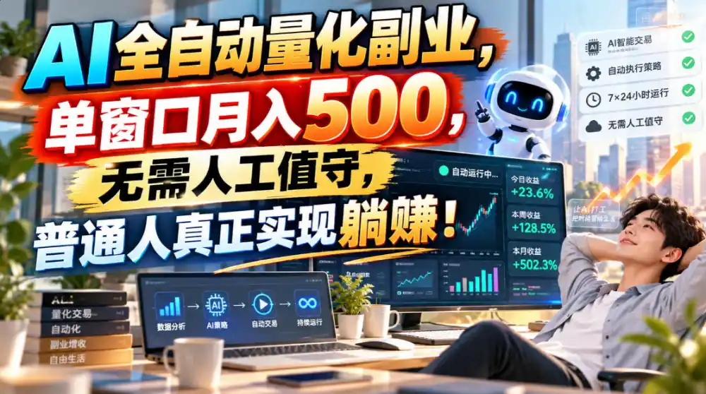 AI全自动量化副业，单窗口月入500，无需人工值守，普通人真正实现躺賺！-阿牛笔记