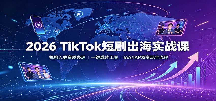 2026 TikTok短剧出海实战课：机构入驻资质办理，一键成片工具，IAA/IAP双变现全流程-阿牛笔记
