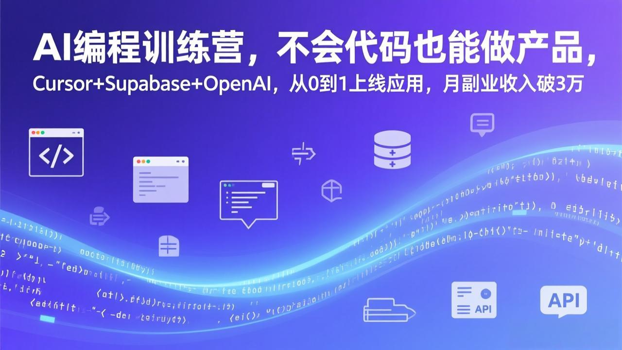 AI编程训练营，不会代码也能做产品，Cursor+Supabase+OpenAI，从0到1上线应用，月副业收入破3万-阿牛笔记