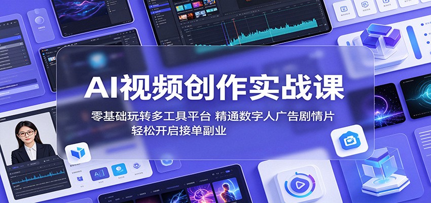 AI视频创作实战课：零基础玩转多工具平台，精通数字人广告、剧情片，轻松开启接单副业-阿牛笔记