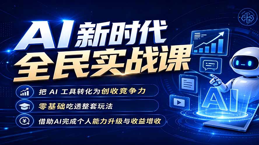 AI新时代全民实战课,把 AI 工具转化为创收竞争力,零基础吃透整套玩法,借助AI完成个人能力升级与收益增收。-阿牛笔记