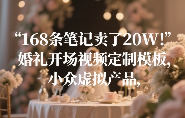 168条笔记卖了20W！婚礼开场视频定制模板，小众虚拟产品-阿牛笔记