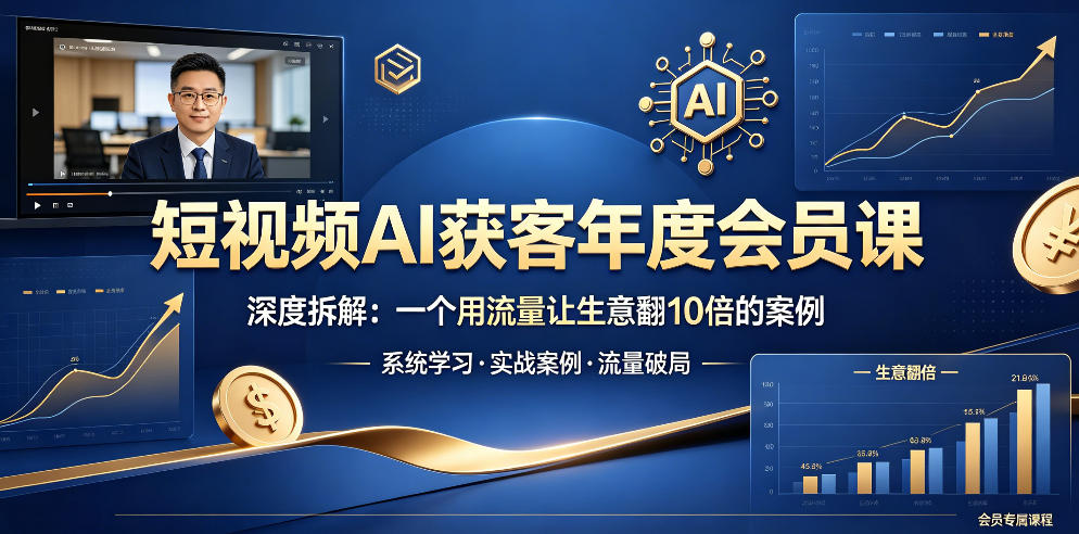 短视频AI获客年度会员课，深度拆解，一个用流量让生意翻10倍的案例-阿牛笔记