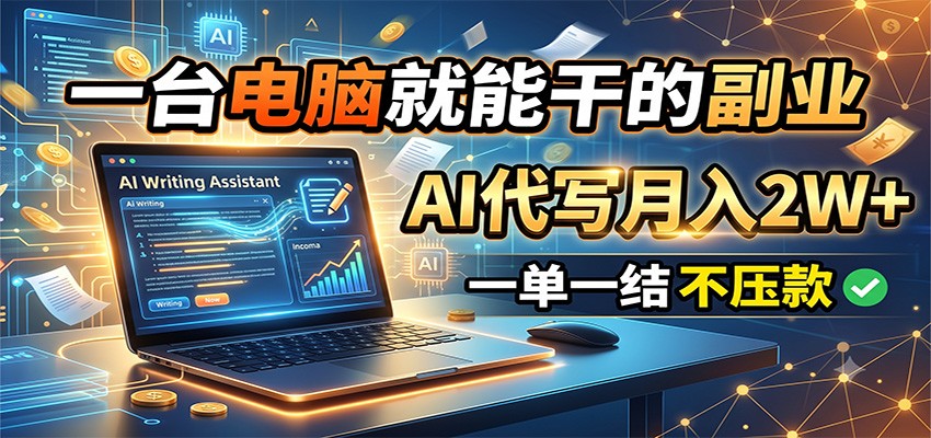一台电脑就能干的副业,AI代写月入2W+,一单一结不压款-阿牛笔记