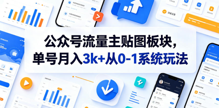 公众号流量主贴图板块,单号月入3k+从0-1系统玩法-阿牛笔记