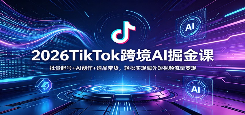 2026TikTok跨境AI掘金课：批量起号+AI创作+选品带货，轻松实现海外短视频流量变现-阿牛笔记