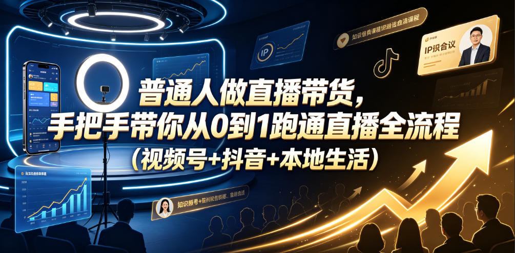普通人做直播带货，手把手带你从0到1跑通直播全流程(视频号+抖音+本地生活)-阿牛笔记