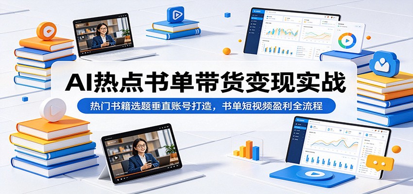AI热点书单带货变现实战：热门书籍选题垂直账号打造，书单短视频盈利全流程-阿牛笔记