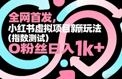 全网首发，小红书虚拟项目新玩法(指数测试)，0粉丝日入1k+，整个玩法完整拆解！-阿牛笔记