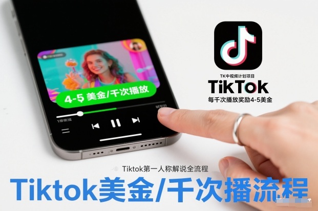 TK中视频计划项目，Tiktok第一人称解说流程，每干次播放奖励4-5美金-阿牛笔记