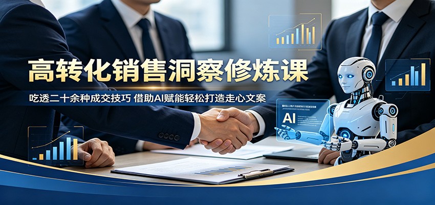 高转化销售洞察修炼课:吃透二十余种成交技巧,借助AI赋能轻松打造走心文案-阿牛笔记
