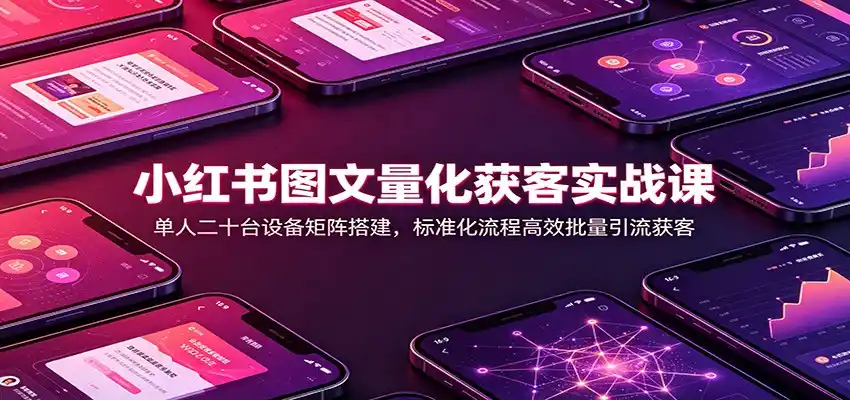 小红书图文量化获客实战课：单人二十台设备矩阵搭建，标准化流程高效批量引流获客-阿牛笔记