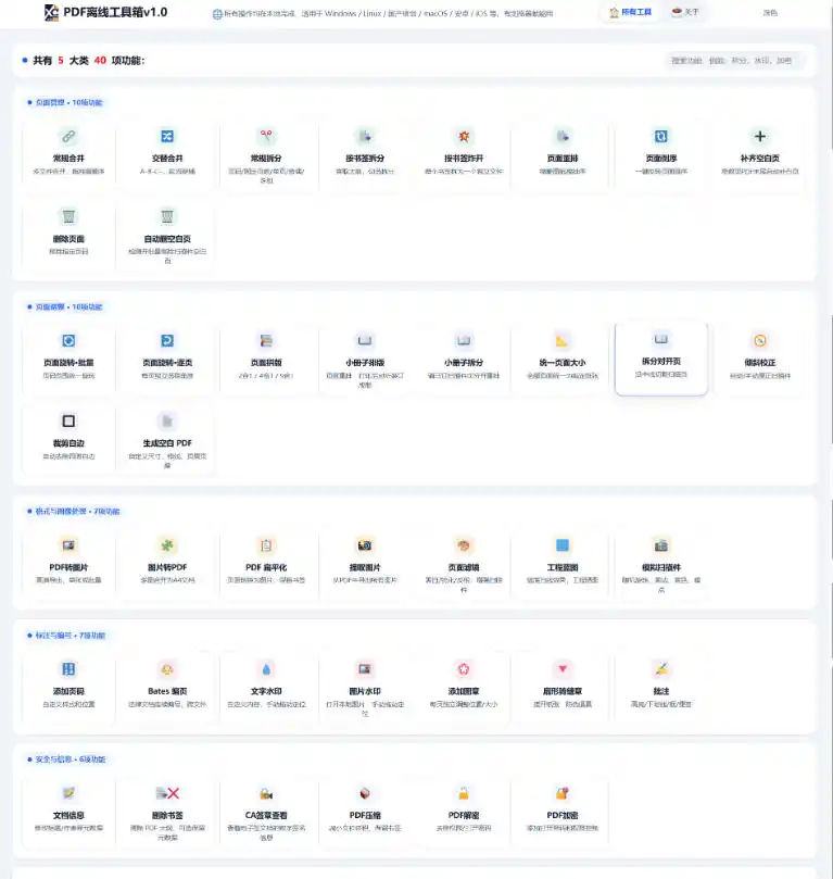 免费PDF工具箱！4MB离线运行，40+功能，合并拆分压缩加密全搞定！-阿牛笔记