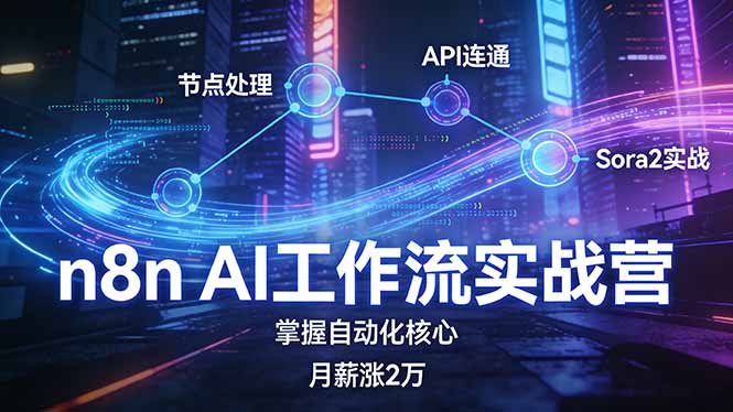 n8n AI工作流实战营，节点处理+API连通+Sora2实战，掌握自动化核心月薪涨2万-阿牛笔记