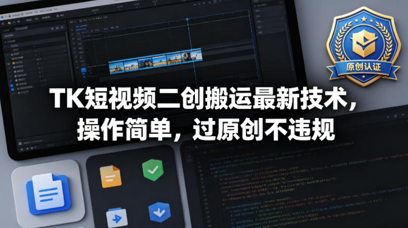 TK短视频二创搬运最新技术，操作简单，过原创不违规-阿牛笔记