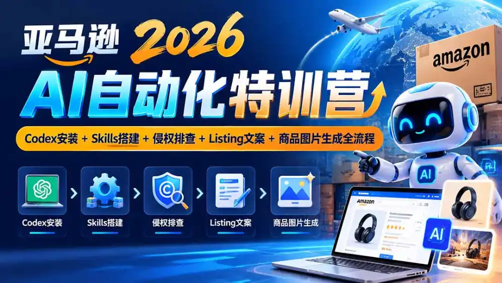 亚马逊2026AI自动化-10月特训营:Codex安装+Skills搭建+侵权排查+Listing文案+商品图片生成全流程 亚马逊2026AI自动化-10月特训营:Codex安装+Skills搭建+侵权排查+Listing文案+商品图片生成全流程