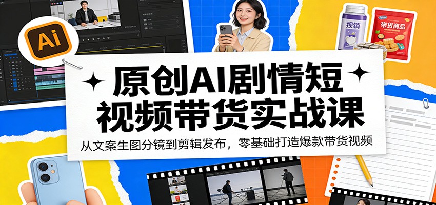 原创AI剧情短视频带货实战课：从文案生图分镜到剪辑发布，零基础打造爆款带货视频-阿牛笔记