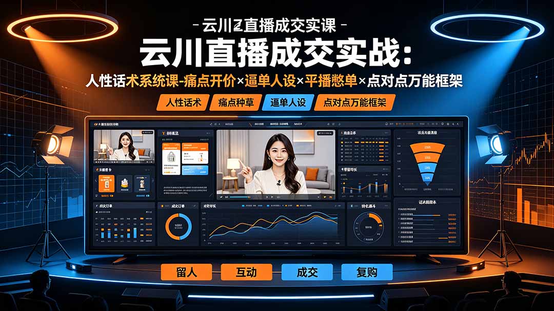 云川直播成交实战:人性话术系统课-痛点种草×塑品开价×逼单人设×平播憋单×点对点万能框架-阿牛笔记