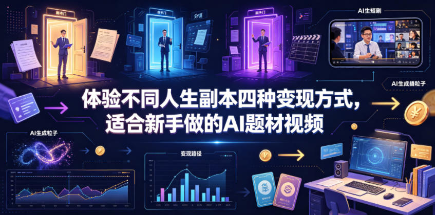 体验不同人生副本四种变现方式,适合新手做的AI题材视频-阿牛笔记