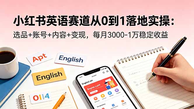 小红书英语赛道从0到1落地实操:选品+账号+内容+变现,每月3000-1万稳定收益-阿牛笔记