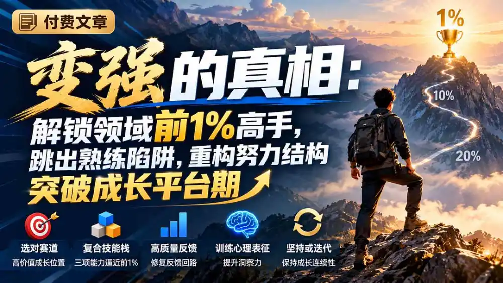 付费文章:变强的真相:解锁领域前1%高手,跳出熟练陷阱,重构努力结构突破成长平台期-阿牛笔记