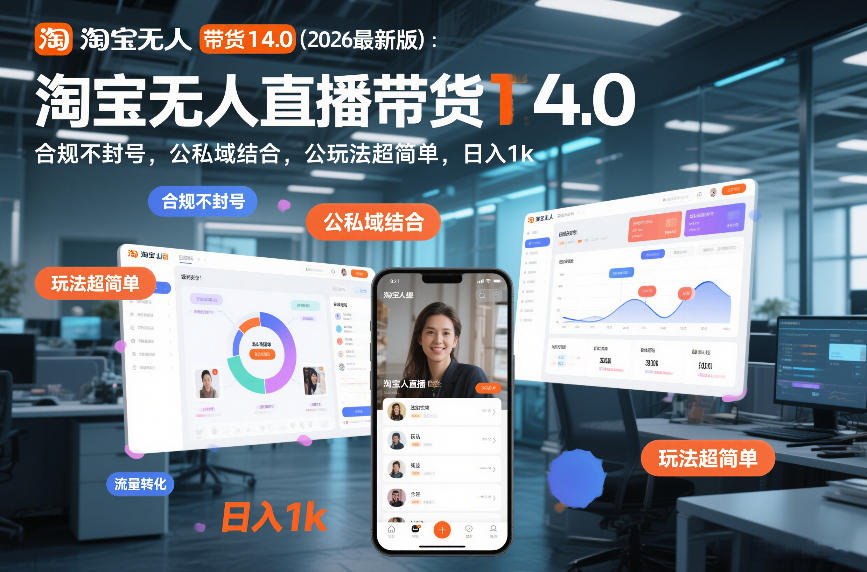 淘宝无人直播带货14.0(2026最新版)：合规不封号，公私域结合，玩法超简单，日入1k+【揭秘】-阿牛笔记