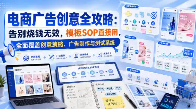 电商广告创意全攻略:告别烧钱无效,模板SOP直接用,全面覆盖创意策略、广告制作与测试系统【原创双语字幕】-阿牛笔记