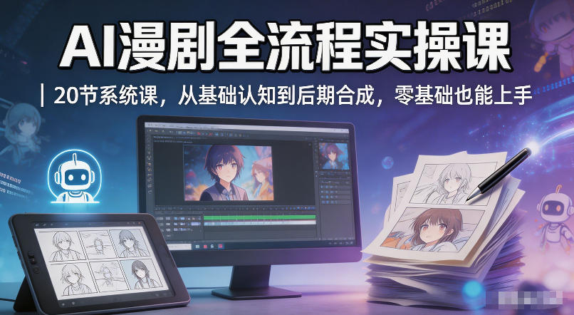 AI漫剧全流程实操课｜20节系统课，从基础认知到后期合成，零基础也能上手-阿牛笔记