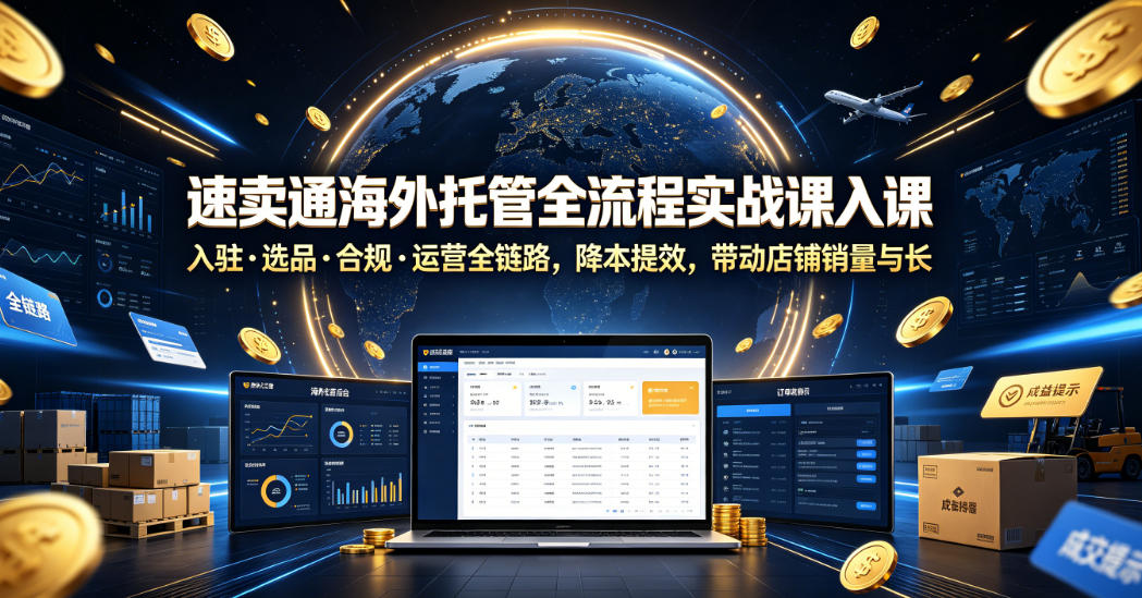 速卖通海外托管全流程实战课入驻・选品・合规・运营全链路，降本提效，带动店铺销量与收益增长-阿牛笔记