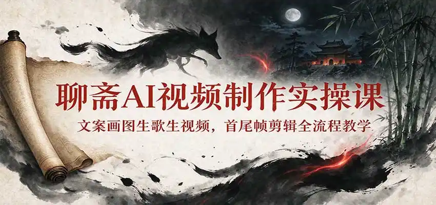 聊斋AI视频制作实操课:文案画图生歌生视频,首尾帧剪辑全流程教学-阿牛笔记