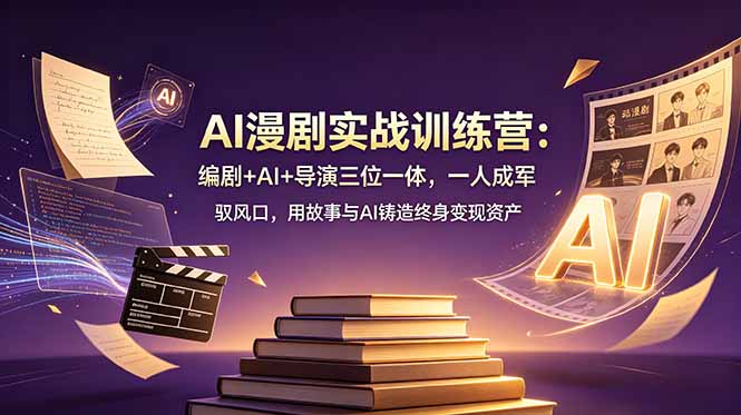 AI漫剧实战训练营：编剧+AI+导演三位一体，一人成军 驭风口，用故事与AI铸造终身变现资产-阿牛笔记