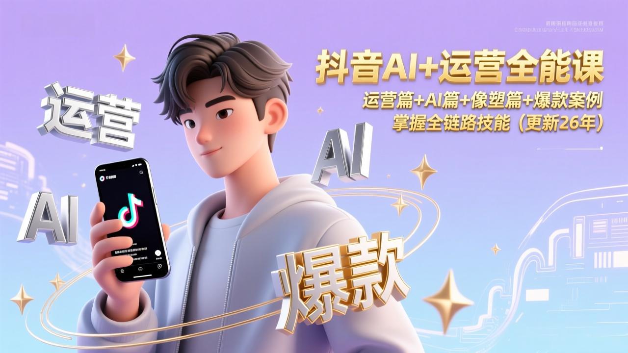 抖音AI+运营全能课，运营篇+AI篇+像塑篇+爆款案例，掌握全链路技能(更新26年-阿牛笔记