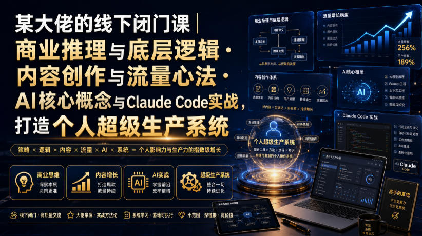 某大佬的线下闭门课｜商业推理与底层逻辑・内容创作与流量心法・AI核心概念与Claude Code实战，打造个人超级生产系统【录音+图片】-阿牛笔记