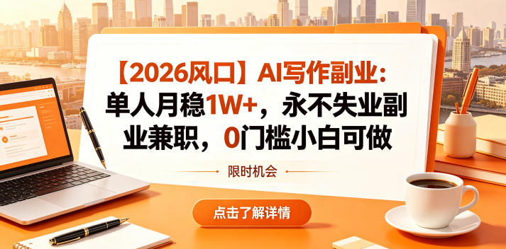 【2026风口】AI写作副业：单人月稳1W+，永不失业副业兼职，0门槛小白可做【揭秘】-阿牛笔记