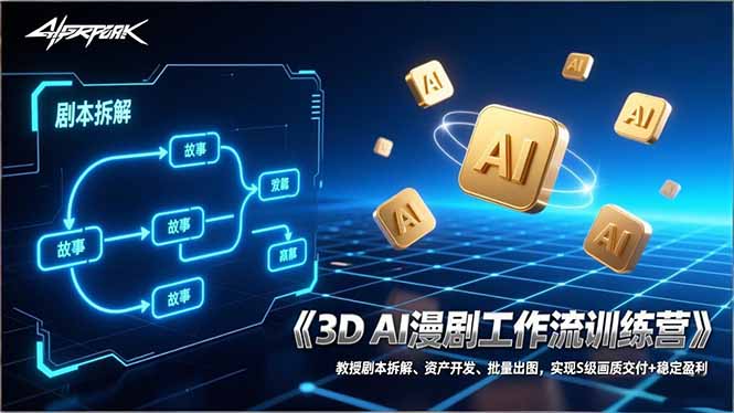 3D AI漫剧工作流训练营：教授剧本拆解、资产开发、批量出图，实现S级画质交付+稳定盈利-阿牛笔记