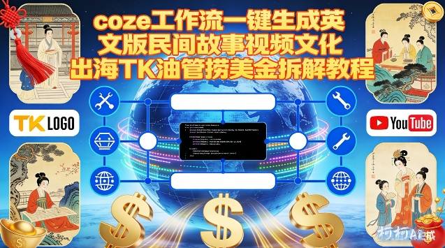 Coze扣子工作流一键生成英文版民间故事视频，文化出海TK油管捞美金拆解教程-阿牛笔记