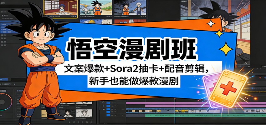 悟空漫剧班：文案爆款+Sora2抽卡+配音剪辑，新手也能做爆款漫剧-阿牛笔记
