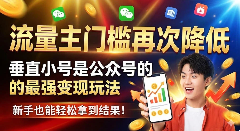 流量主门槛再次降低，垂直小号是公众号的最强变现玩法，新手也能轻松拿到结果-阿牛笔记