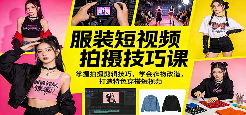服装短视频拍摄技巧课：掌握拍摄剪辑技巧，学会衣物改造，打造特色穿搭短视频-阿牛笔记