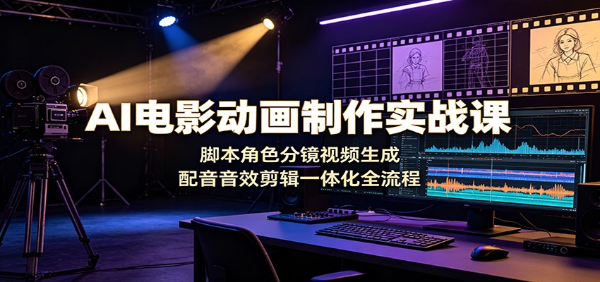 AI电影动画制作实战课：脚本角色分镜视频生成，配音音效剪辑一体化全流程-阿牛笔记