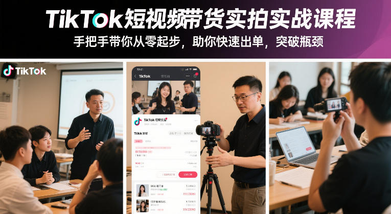 TikTok短视频带货实拍实战课程，手把手带你从零起步，助你快速出单，突破瓶颈-阿牛笔记