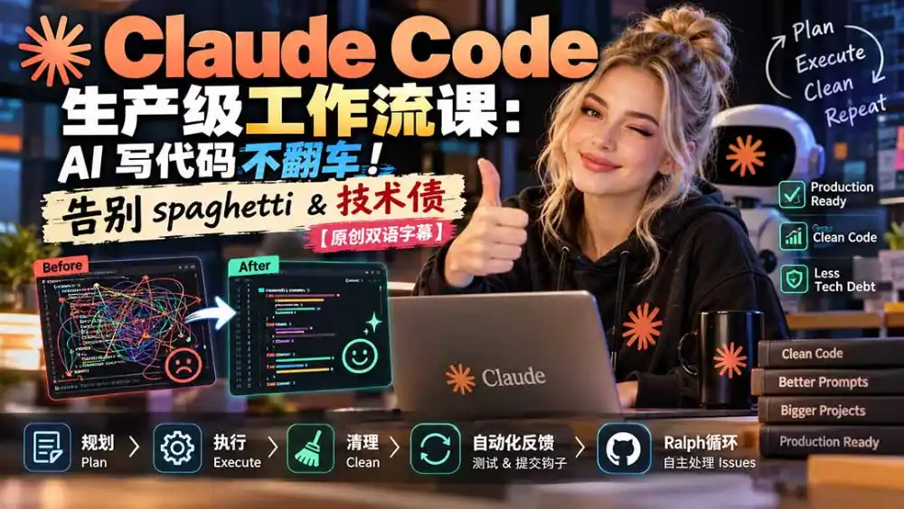 Claude Code 生产级工作流课：AI 写代码不翻车！告别 spaghetti & 技术债【原创双语字幕】-阿牛笔记