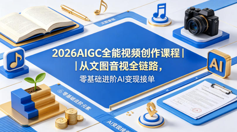 2026AIGC全能视频创作课程｜从文图音视全链路，零基础进阶AI变现接单-阿牛笔记