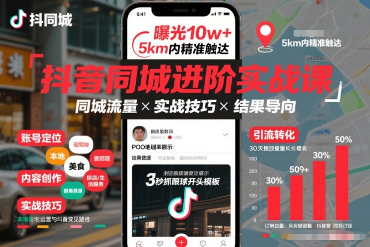 抖音同城进阶实战课，助你同城流量拿到结果-阿牛笔记
