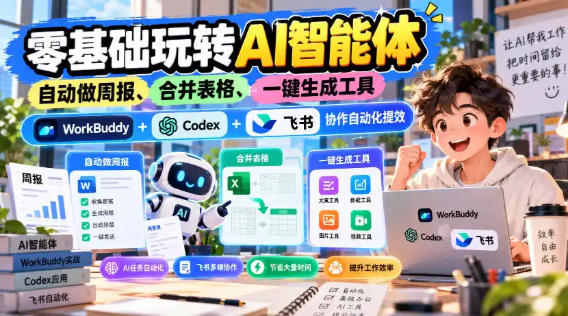 【无水印】零基础玩转AI智能体，自动做周报、合并表格、一键生成工具，WorkBuddy+Codex + 飞书协作自动化提效-阿牛笔记